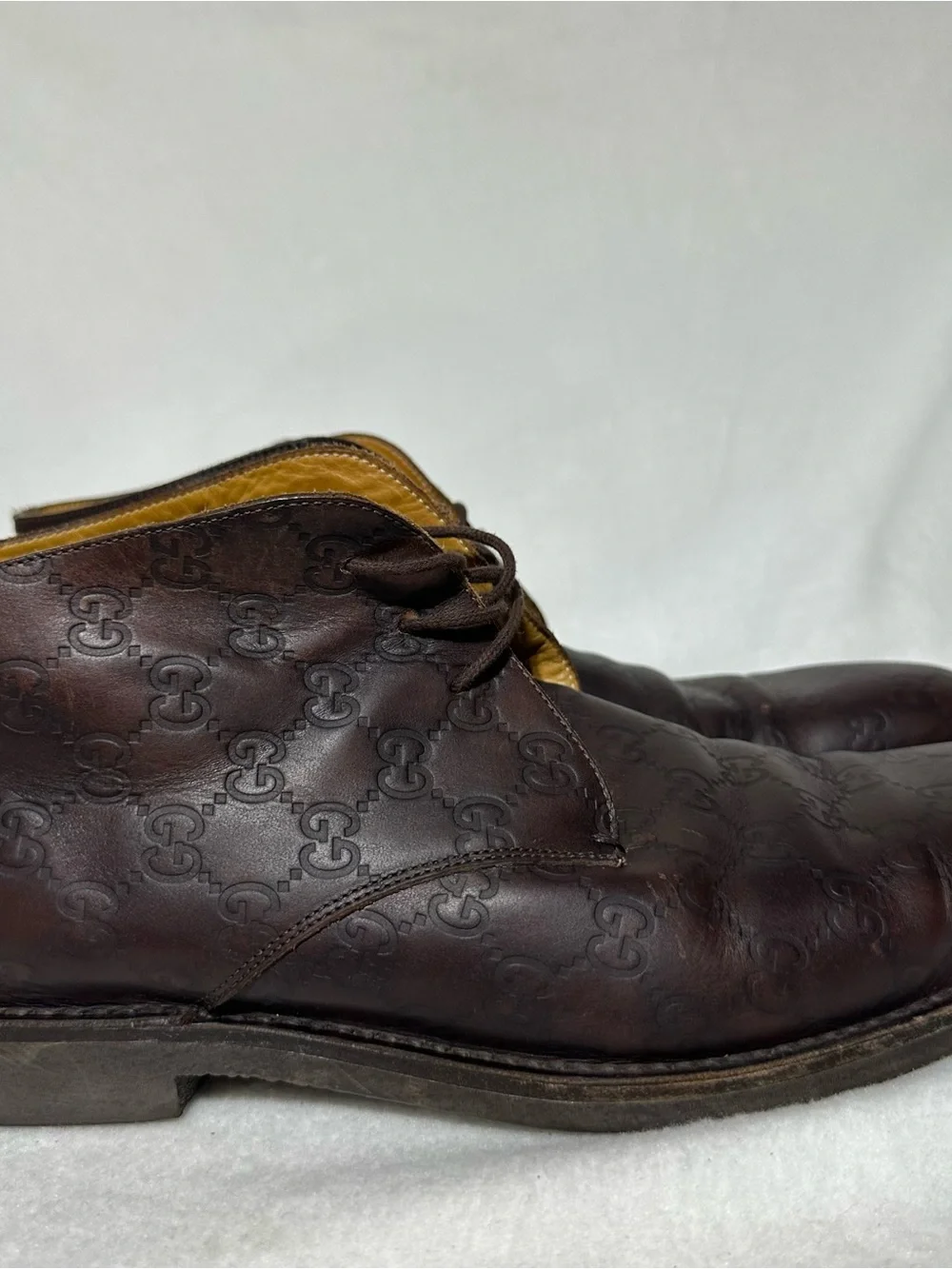 Gucci Men's 12D Brown Leather Desert Boots